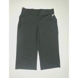 Y2K FILA Sport Womens Capri Pants Medium Black Wide Leg Sporty Activewear